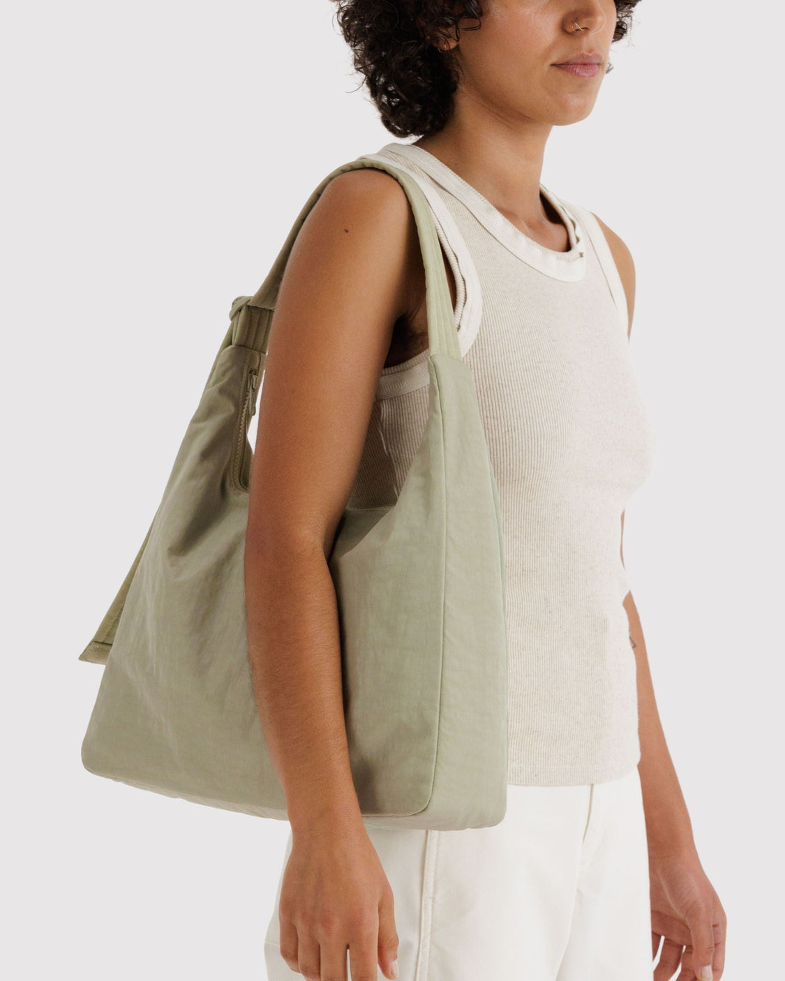 Nylon Shoulder Bag - Celadon - Easy Tote