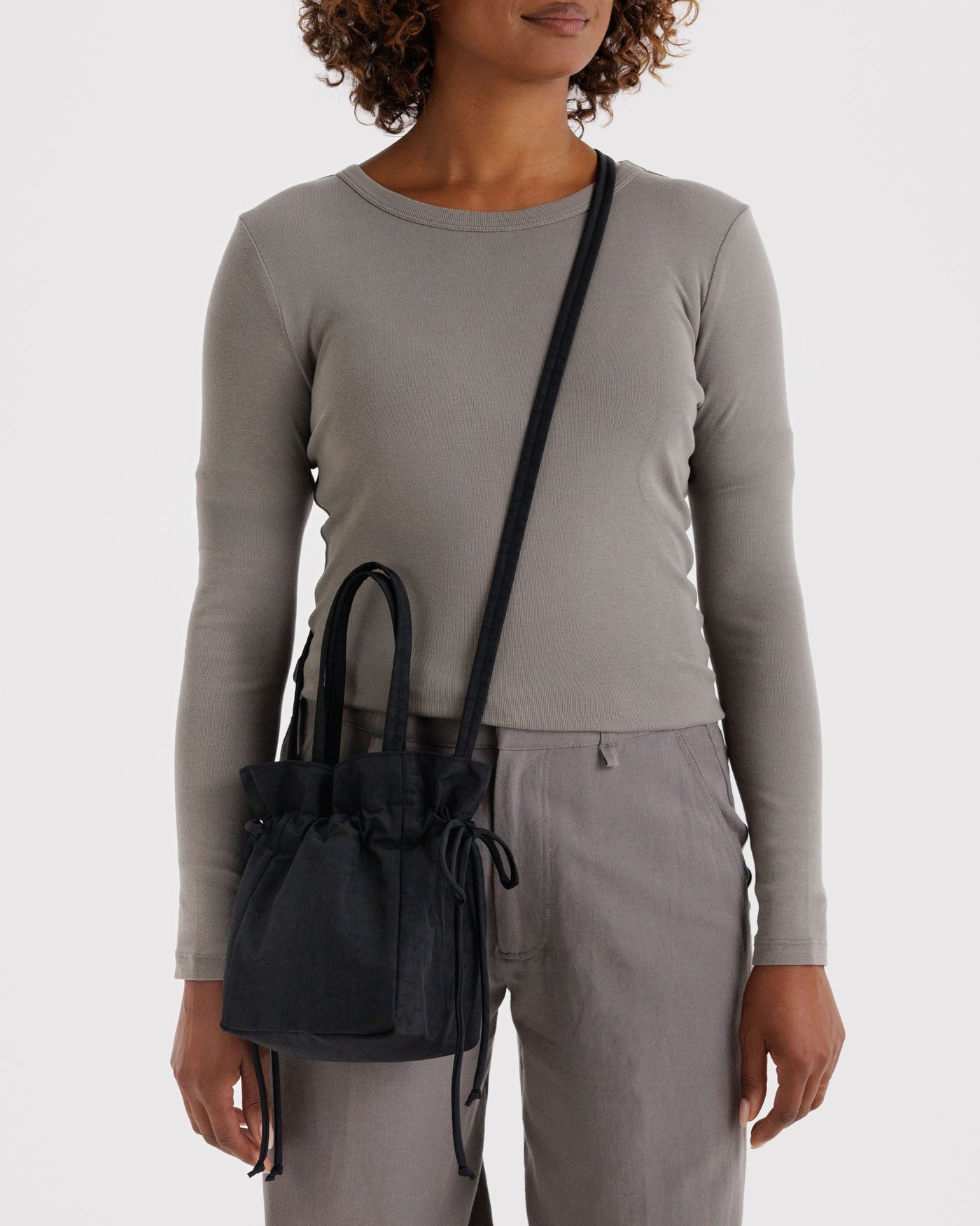 Nylon Drawstring Bag - Black