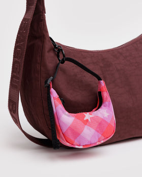 Crescent Bag Charm - Pink Star Plaid - Daily Comfort