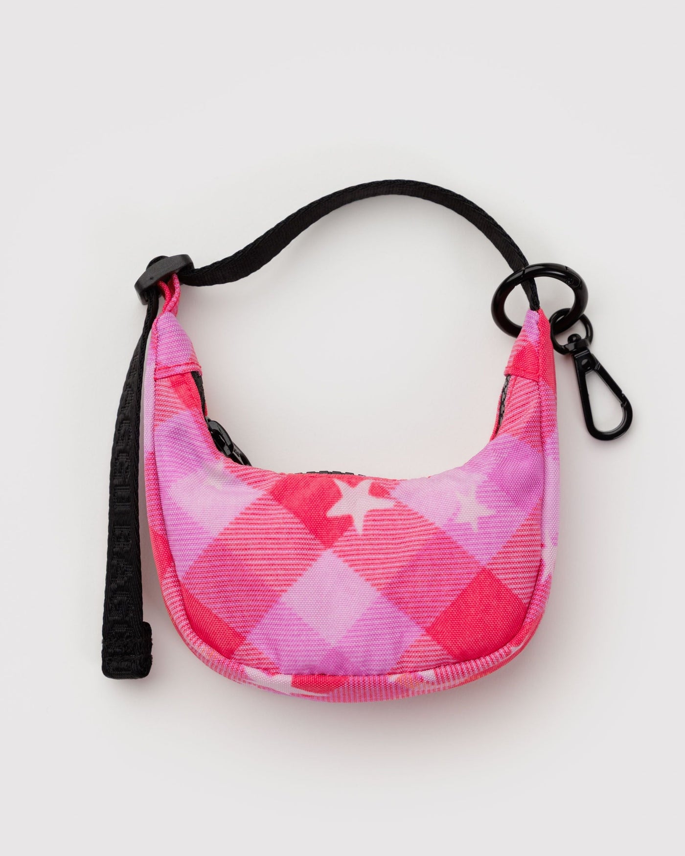 Crescent Bag Charm - Pink Star Plaid - Daily Comfort