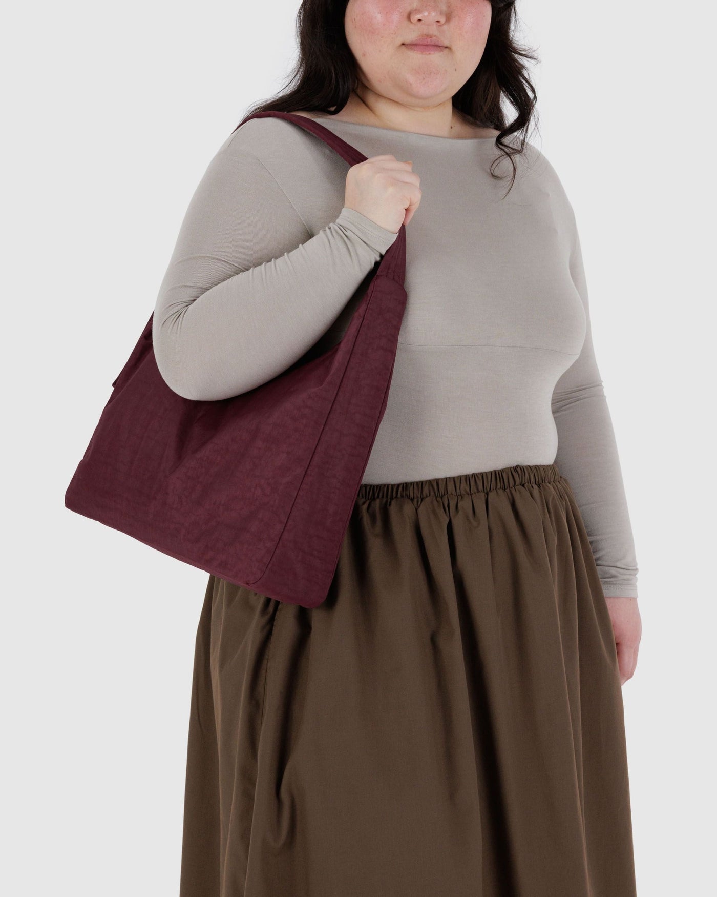 Nylon Shoulder Bag - Mahogany - Weekend Carry