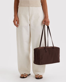 Medium Nylon Bowler Bag - Coffee - On The Go