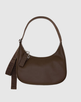 Medium Recycled Leather Crescent Bag - Brown - Soft Balance